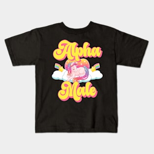 Alpha Male Funny Unicorn Funny Sarcastic Kids T-Shirt